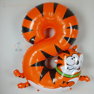Шар (40''/102 см) Цифра, 8 Кот